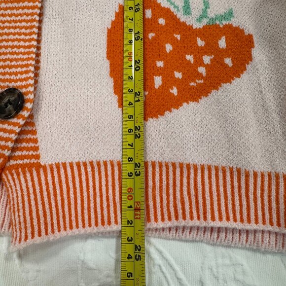 NWT Ecowish Orange Strawberry Cardigan Sweater Size Medium - Picture 7 of 8